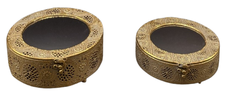 METAL DEKORATİF KUTU AYNALI 2Lİ SET