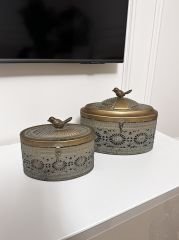 METAL DEKORATİF KUŞLU KUTU 2Lİ SET