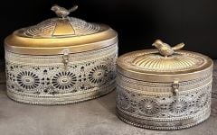 METAL DEKORATİF KUŞLU KUTU 2Lİ SET