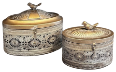 METAL DEKORATİF KUŞLU KUTU 2Lİ SET