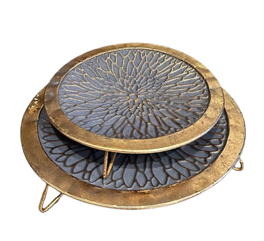 METAL YUV.AYAKLI TEPSİ 2Lİ SET