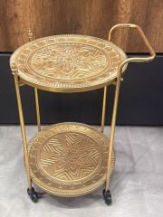 METAL SERVİS SEHPASI TEKERLEKLİ 2 KATLI