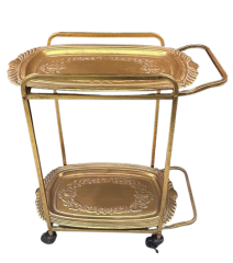 METAL SERVİS SEHPASI TEKERLEKLİ 2 KATLI