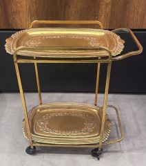 METAL SERVİS SEHPASI TEKERLEKLİ 2 KATLI